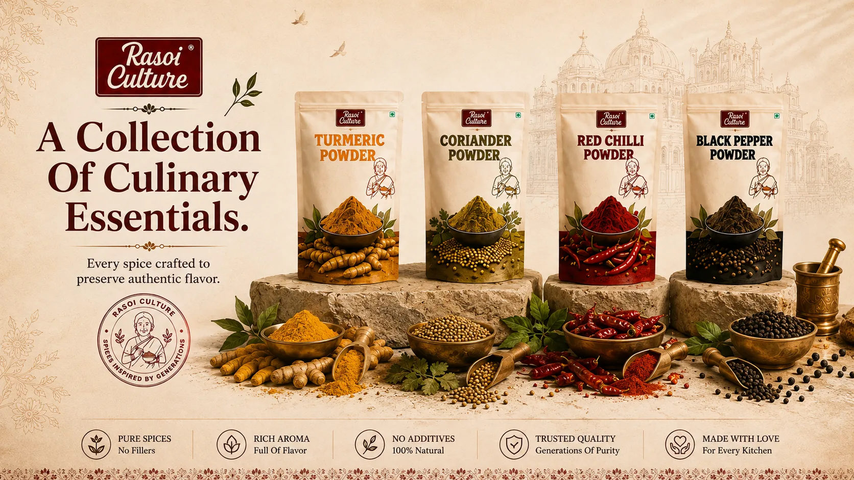 Rasoi Culture — Packaging Design packaging & visual design mockup 12 by Raghav Chopra